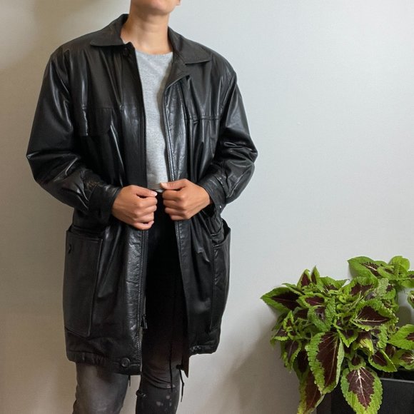 Y2K Canadian Made Leather Jacket -M/L- - Picture 2 of 16